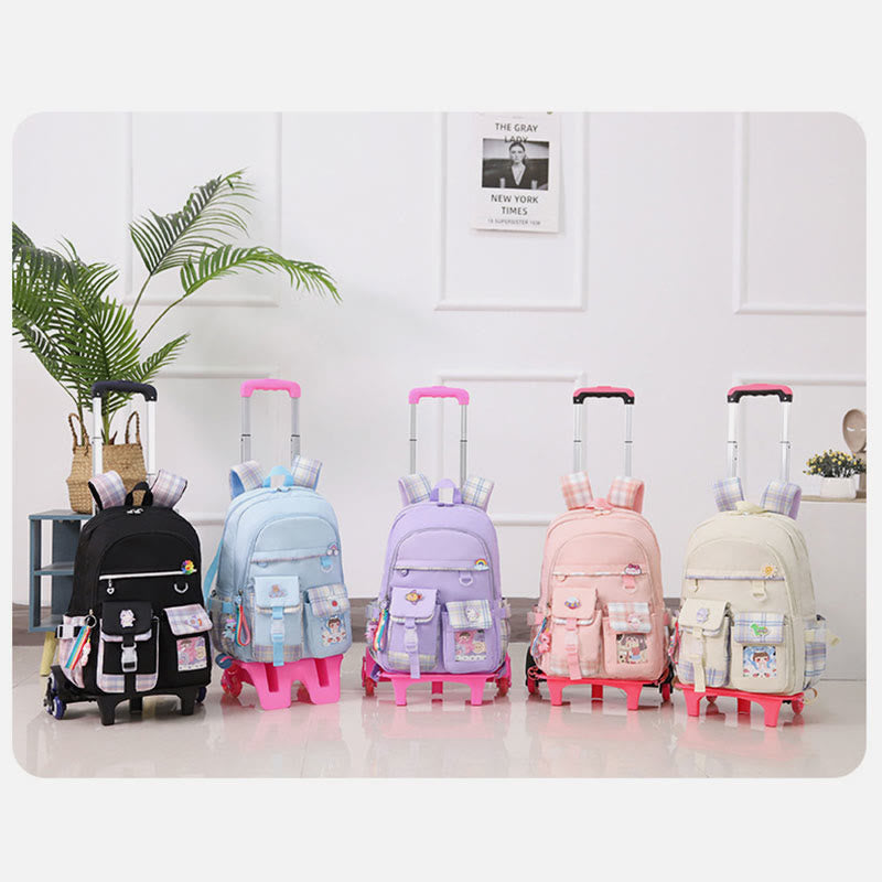 School Backpack For Kids Cute Pattern Rolling School Bag - image 7