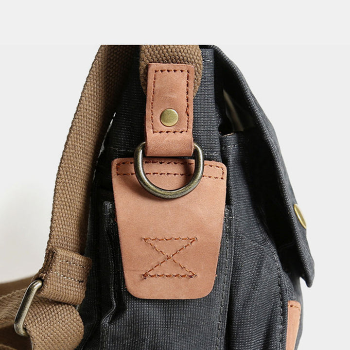 Large Capacity Retro Oil-Wax Canvas Crossbody Bag Messenger Bag - image 13