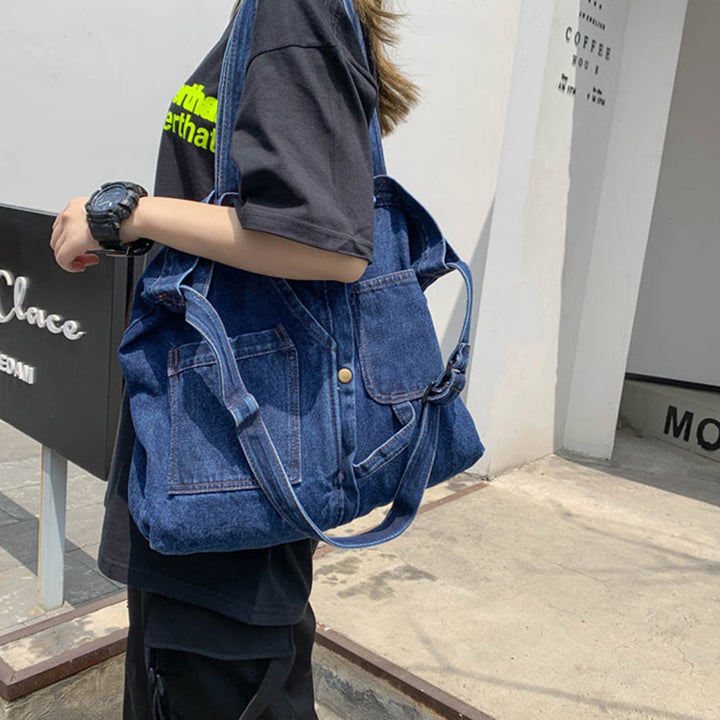 Denim Tote Bag For Women Large Capacity Crossbody Bag - image 4