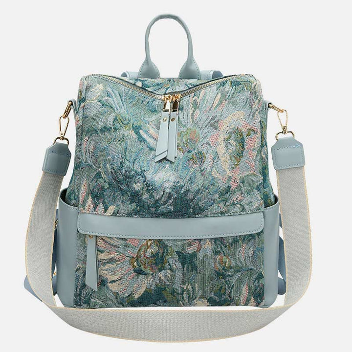 Oil Paintng Canvas Backpack Retro Houndstooth Large Student Daypack