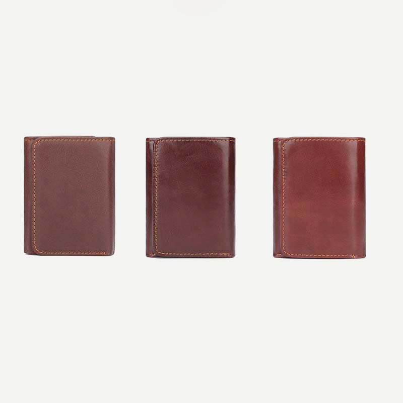 Men's Trifold Durable Wallets RFID Blocking Soft Genuine Leather Wallet