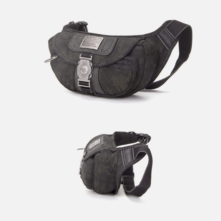 Canvas Waist Pack For Men Retro Small Crossbody Crescent Moon Bag