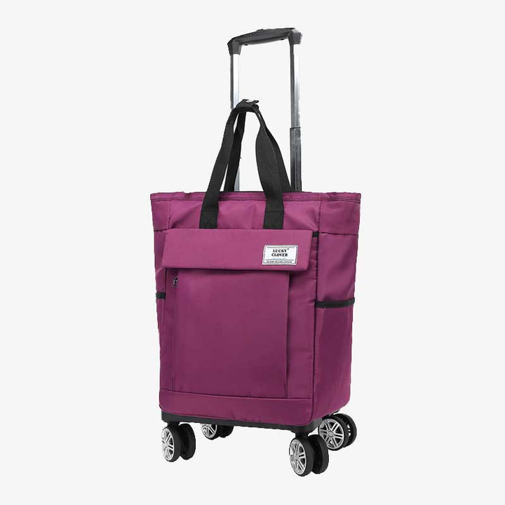 Rolling Tote For Short Travel Lightweight Pull Rod Shopping Handbag