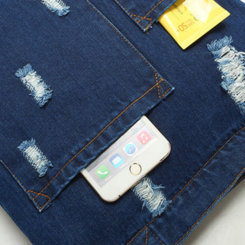 Denim Tote For Outing Retro Canvas Ripped Crossbody Bag - image 12