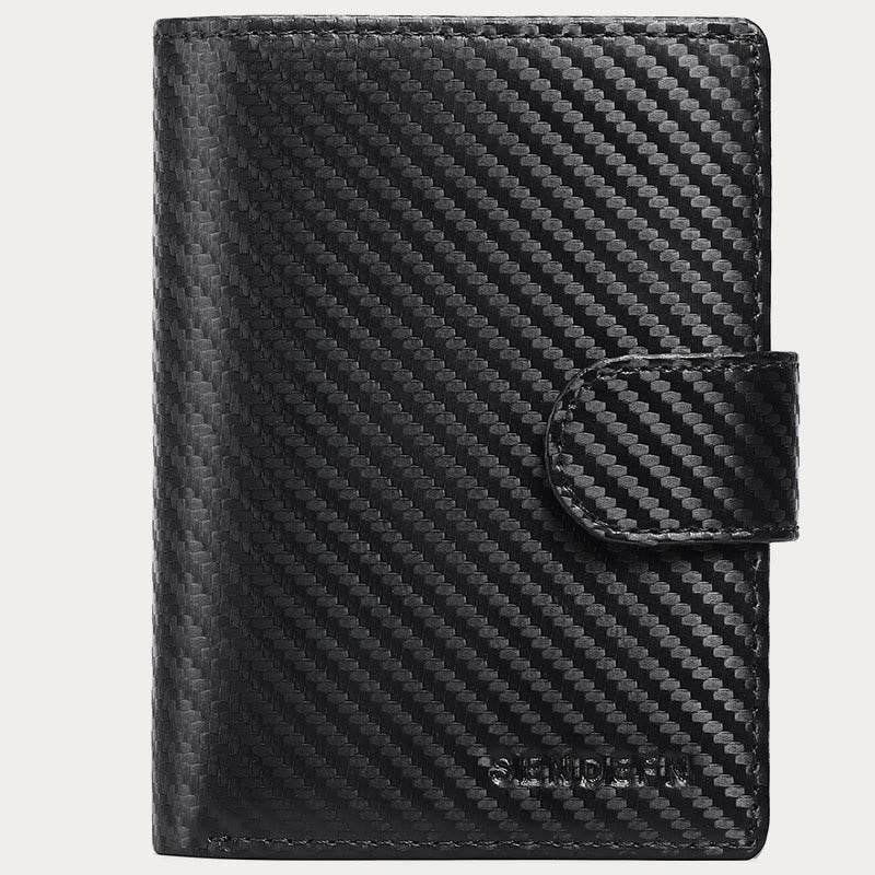 Genuine Leather RFID Blocking Small Wallet Card Case Purse - Carbon Fiber - image 15