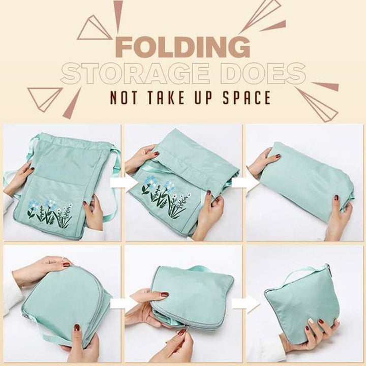 Large Capacity Waterproof Foldable Floral Embroidery Fitness Travel Backpack