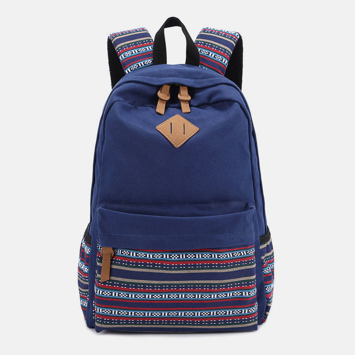 Backpack for Women Colorful Stripe Custom Canvas Student Sport Daypack