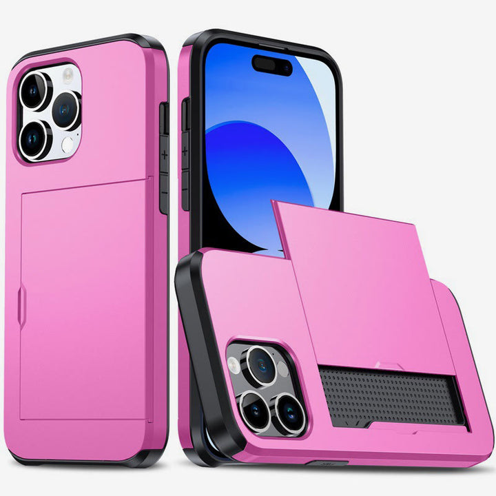 Iphone Slide Card Phone Case 2 In 1 Anti Fall Wallet Case