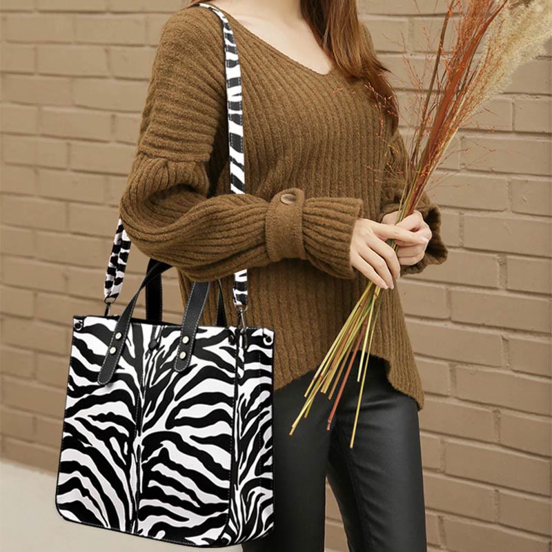 Leopard Print Tote Bag Set For Women Leather Handbag