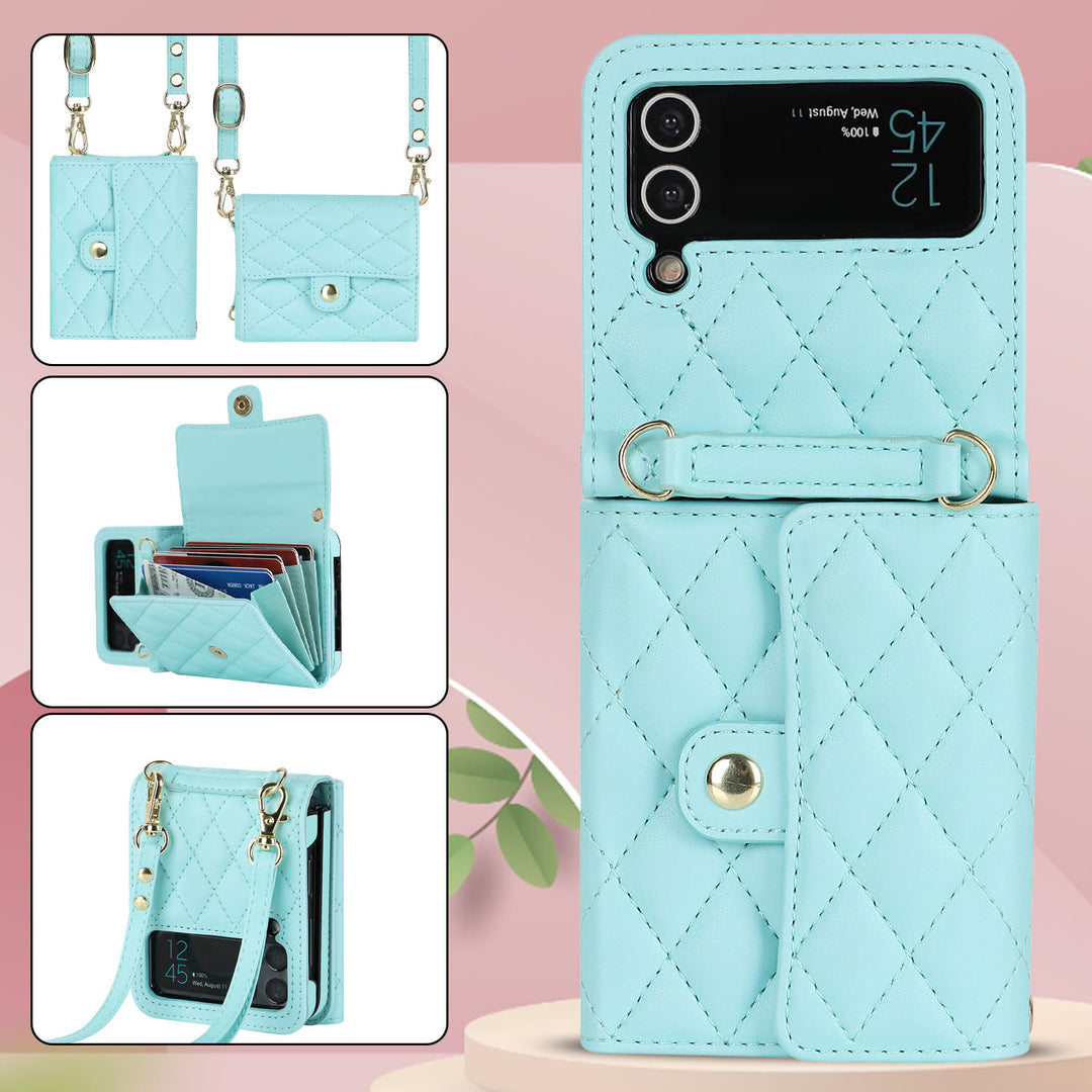 Phone Case For Daily Use Folded Diamond Pattern Crossbody Case