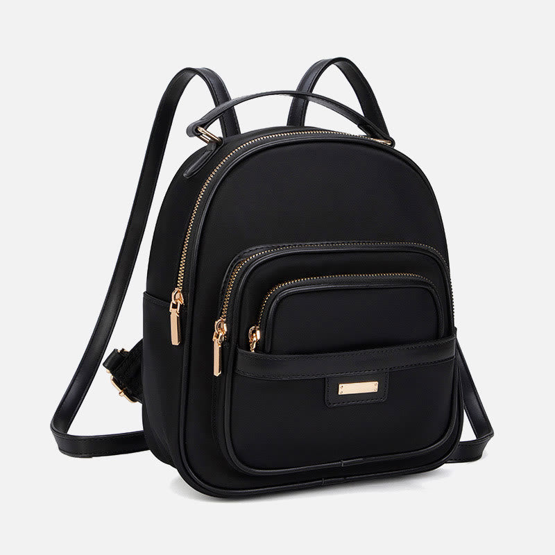 Women Minimalist Backpack Pure Color Lightweight Durable Oxford Daypack - Black - image 0