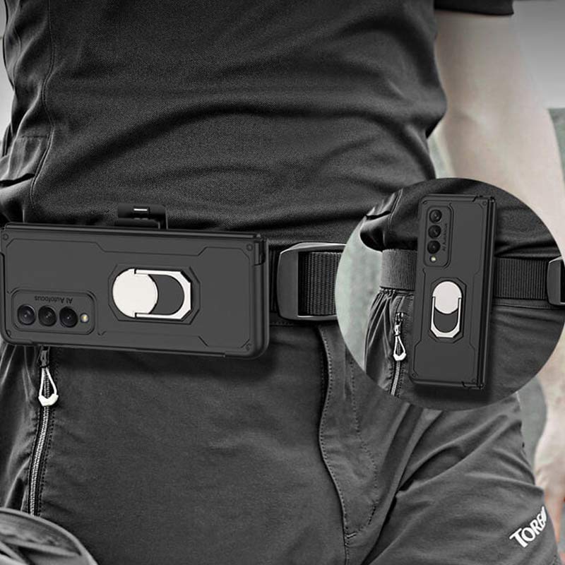 Phone Holder Holster For Galaxy Z Fold 3 Rotating Kickstand Clip Phone Case