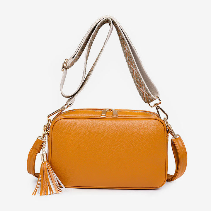 Crossbody Bag For Women Tassel Solid Color Casual Leather Bag