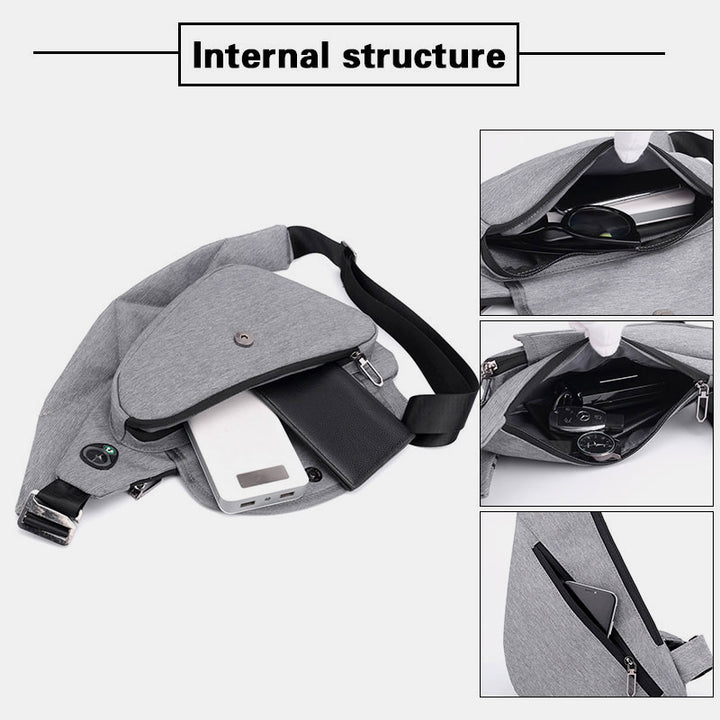 Waterproof Lightweight Multifunctional Anti-theft Casual Sling Bag With Headphone Jack
