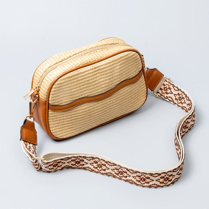 Small Commutor Bag For Women Straw Wide Strap Crossbody Bag