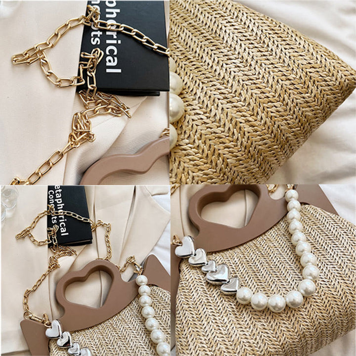 Handbag For Women Large Capacity Pearl Chain Crossbody Shoulder Bag