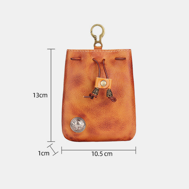 Multiple Use Genuine Leather Drawstring Pouch Coin Purse Jewelry Storage Bag
