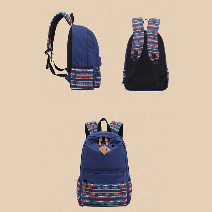 Backpack for Women Colorful Stripe Custom Canvas Student Sport Daypack