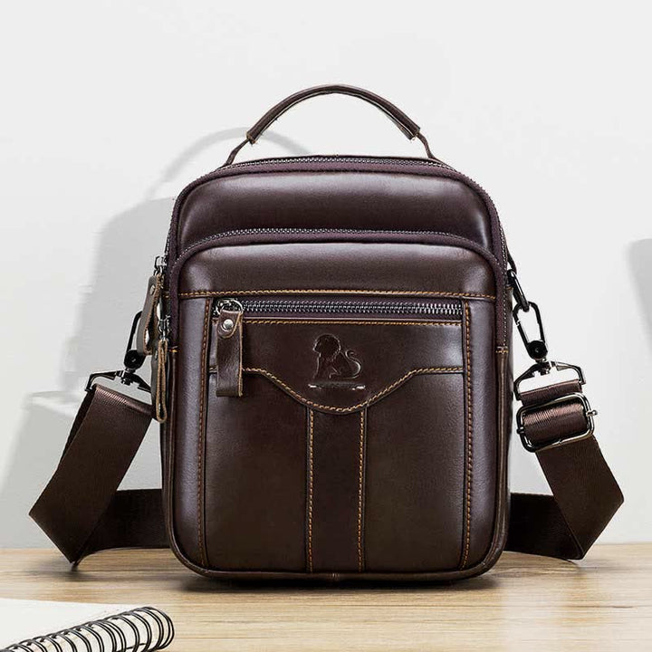 Multi-pocket Real Leather Small Messenger Bag Shoulder Purse Travel Carry Bag
