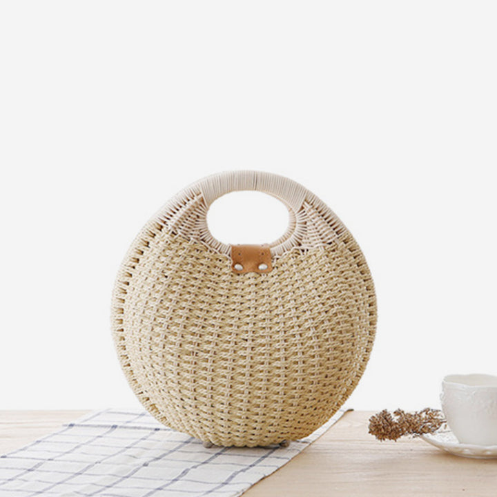 Casual Rattan Round Handbag