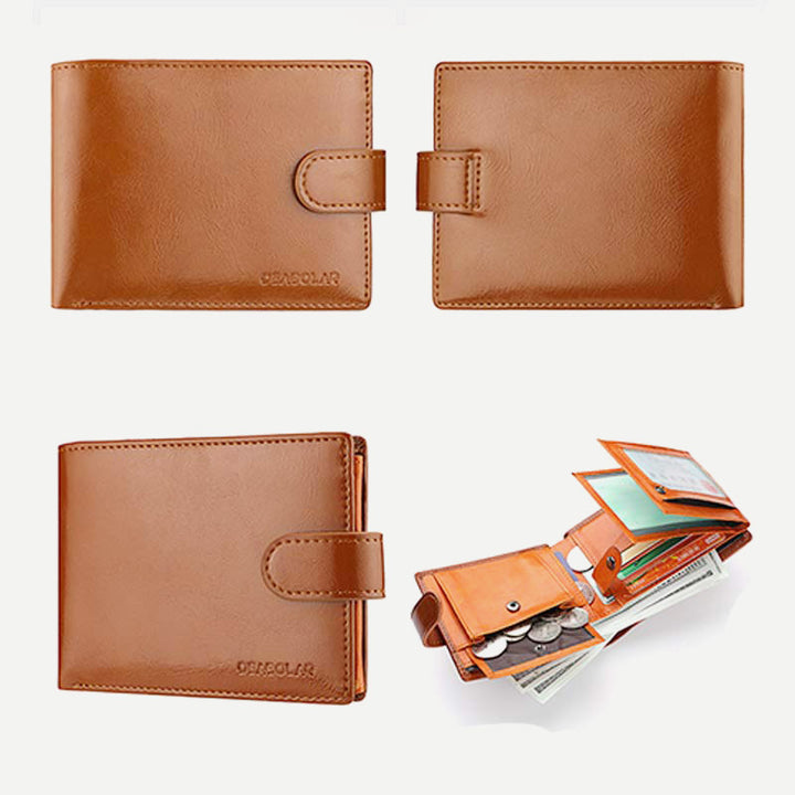 Leather Wallet for Men Extra Capacity Bifold Wallet with 3 ID Windows