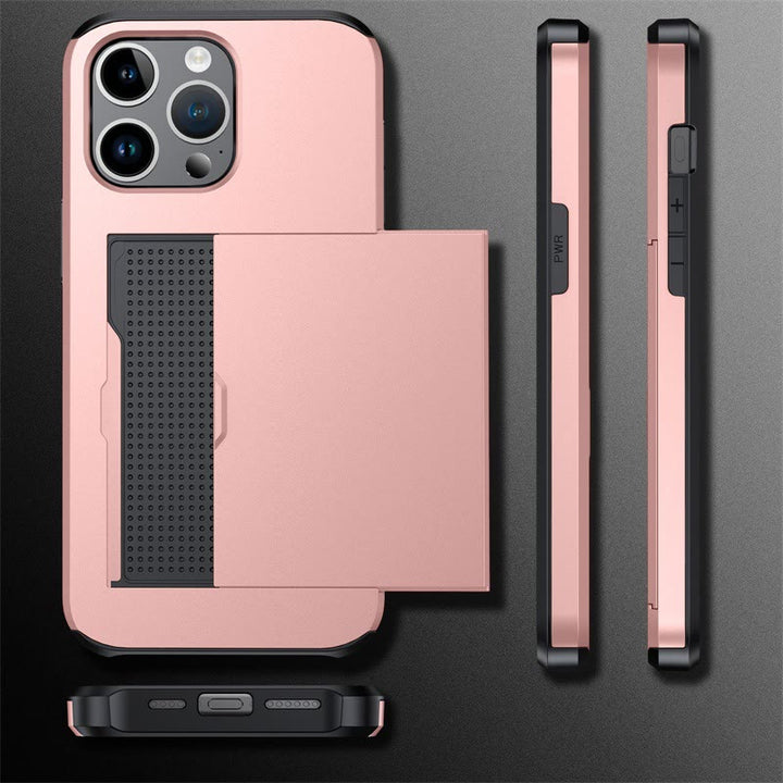 Iphone Slide Card Phone Case 2 In 1 Anti Fall Wallet Case