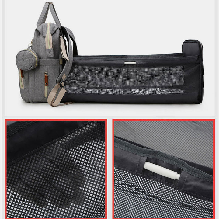 Multi Functional Mommy Bag With Crib Simple Waterproof Oxford Backpack