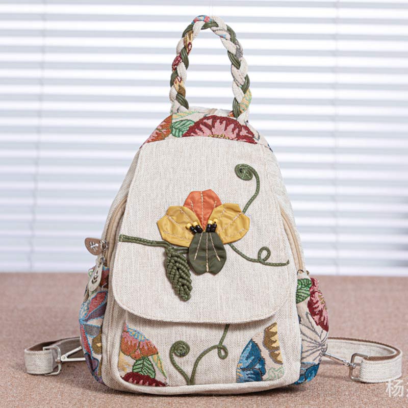 Multifunctional Large Capacity National Floral Printing Backpack