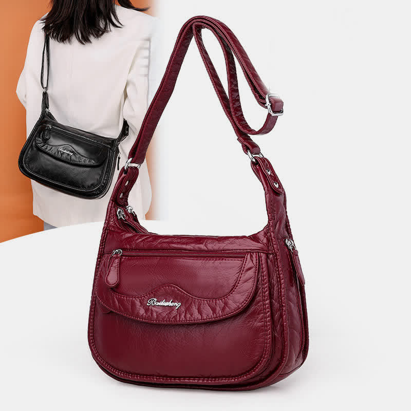 Casual Multi-Pocket Multifunctional Crossbody Bag - Red - image 0
