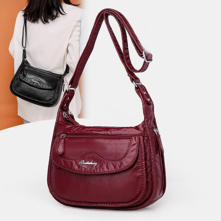 Casual Multi-Pocket Multifunctional Crossbody Bag - Red - image 0