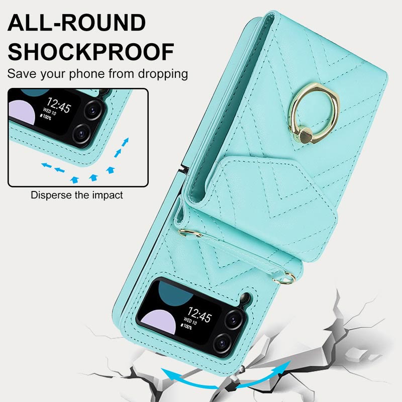 Phone Case For Daily Z Flip Series Quilted Leather Case