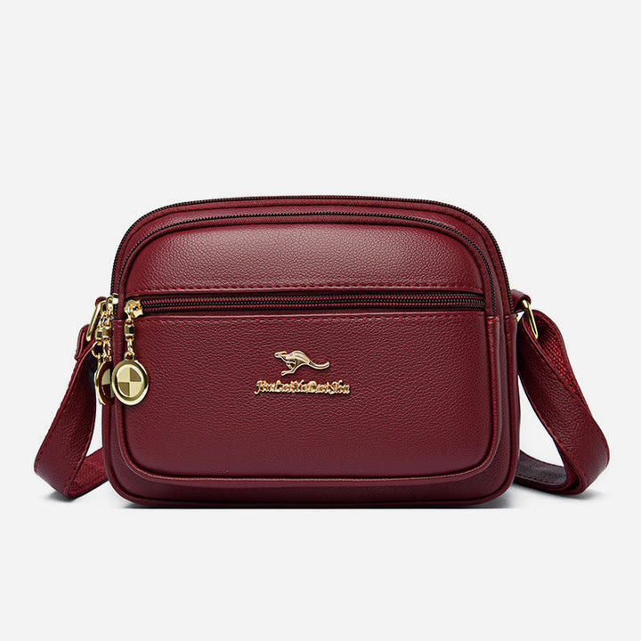 Double Compartment Purse Women Minimalist Soft Leather Cross Body Bag