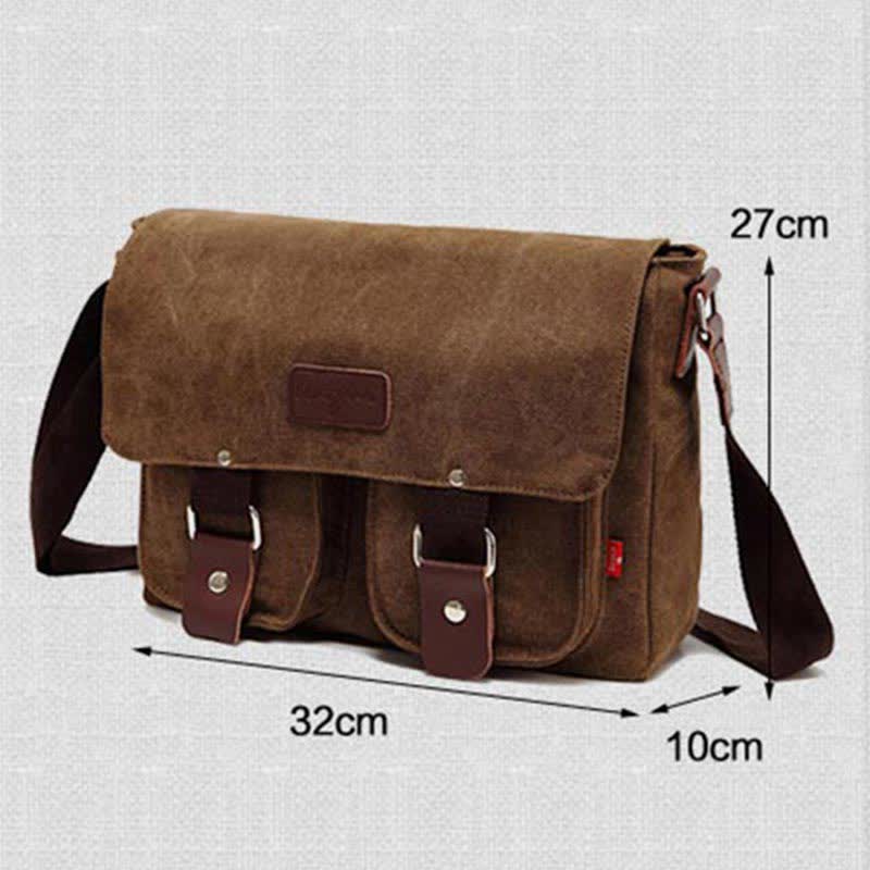 Canvas Messenger Bag for Men Multi-Pocket Vintage Crossbody Shoulder Bag