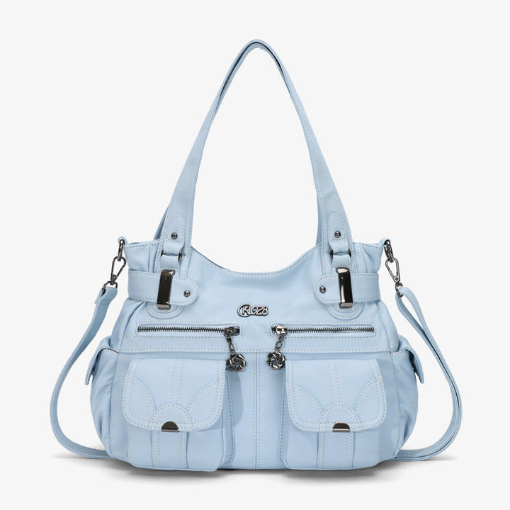 Tote For Women Daily Outing Multiple Pocket Solid Color Bag - LightBlue - image 22