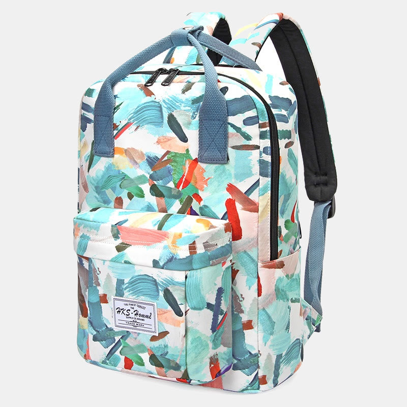 Multicolor Printed Laptop Backpack15.6 Inch College School Bookbag Travel Daypack