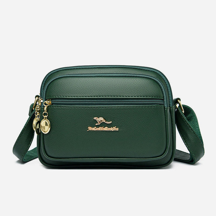 Double Compartment Purse Women Minimalist Soft Leather Cross Body Bag