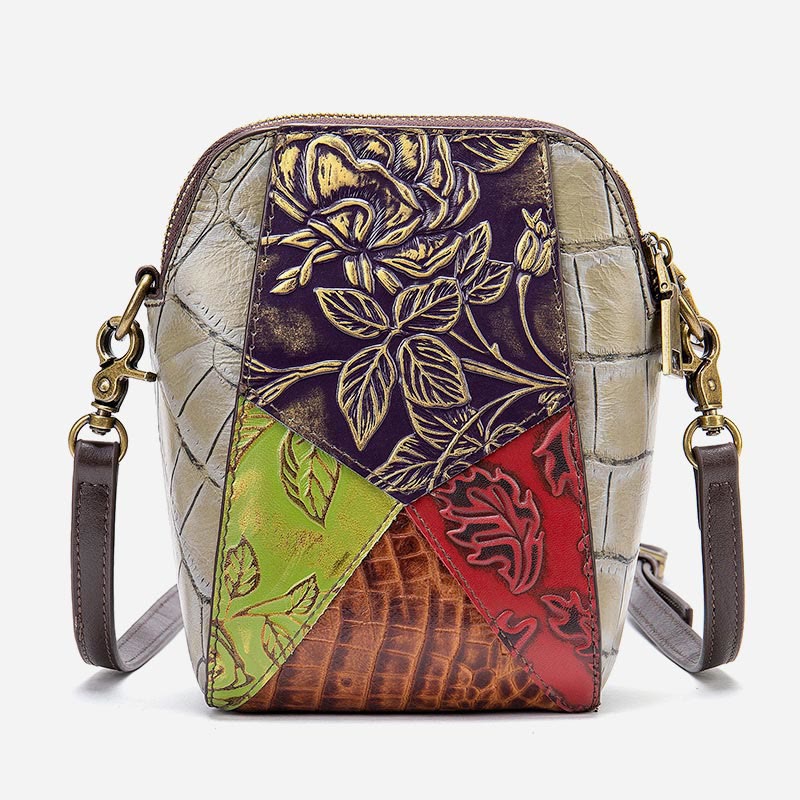 Phone Bag For Women Vintage Custom Mini Cowhide Crossbody Bag - Color random stitching - image 0