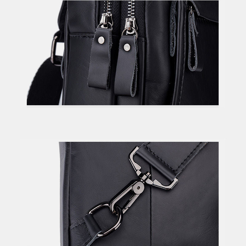Waterproof Real Leather Retro Sling Bag