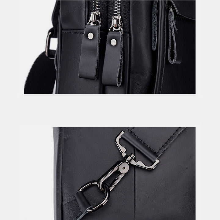 Waterproof Real Leather Retro Sling Bag