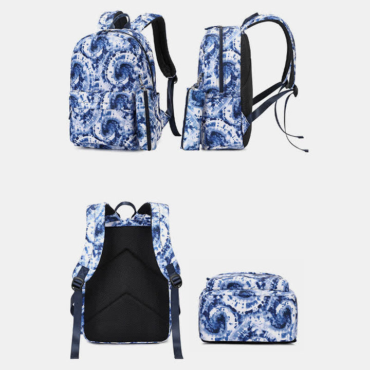 School Backpack Set 3 Pieces Tie-dye Girls Bookbags Lunch Bag Pencil Case