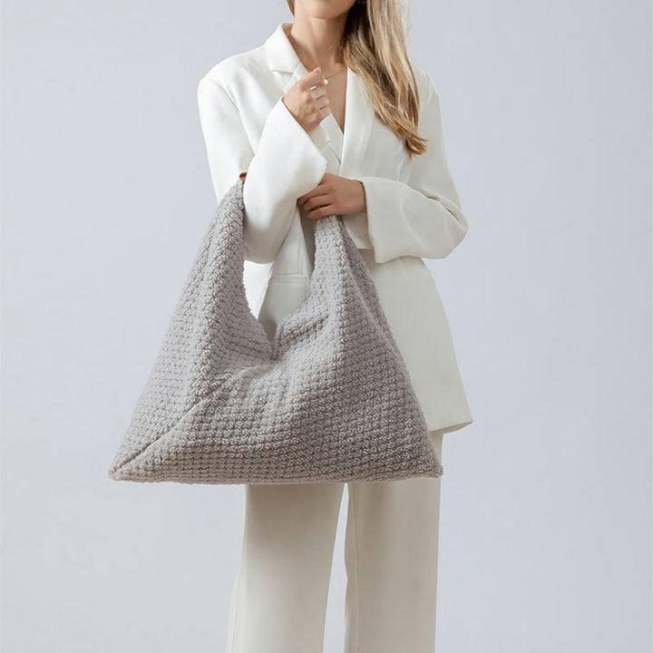 Plush Triangle Underarm Bag Women Commuter Buckle Shoulder Bag