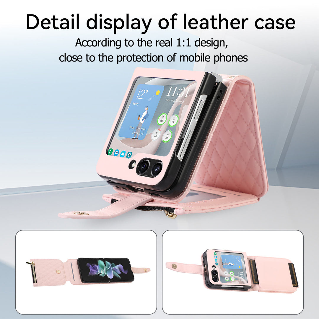 Phone Case For Daily  Z Flip5 Folded Quilted Pattern Case