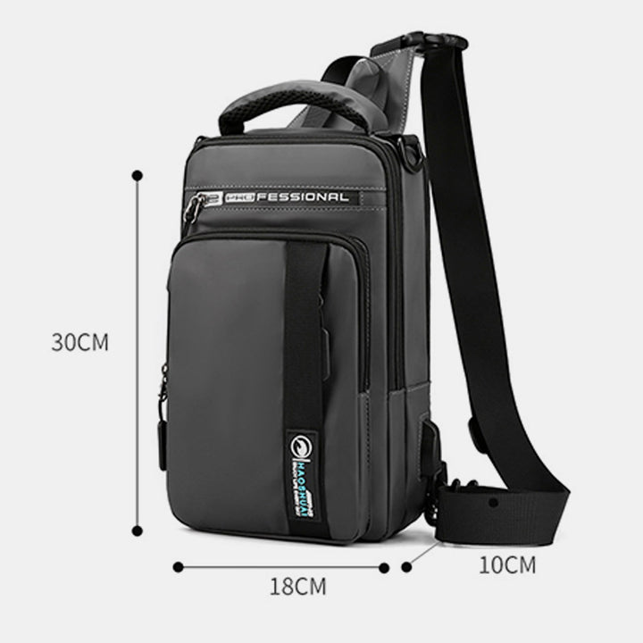 4 Way-use Lightweight Multi-Pocket Classic Sling Bag With USB Charging Port