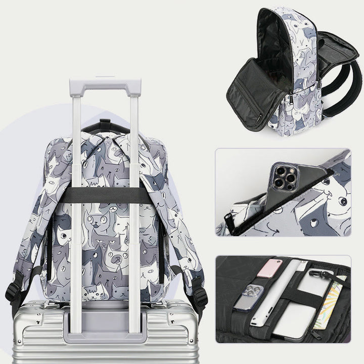 Multicolor Printed Laptop Backpack15.6 Inch College School Bookbag Travel Daypack
