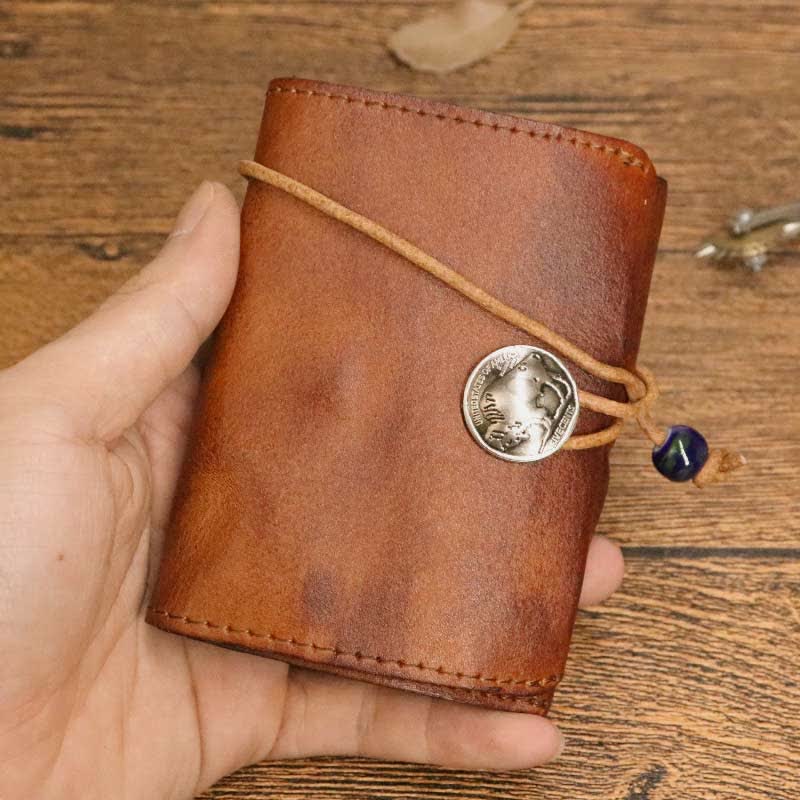 Retro Handmade Genuine Leather Card Holder Wallet for Men Women - image 13