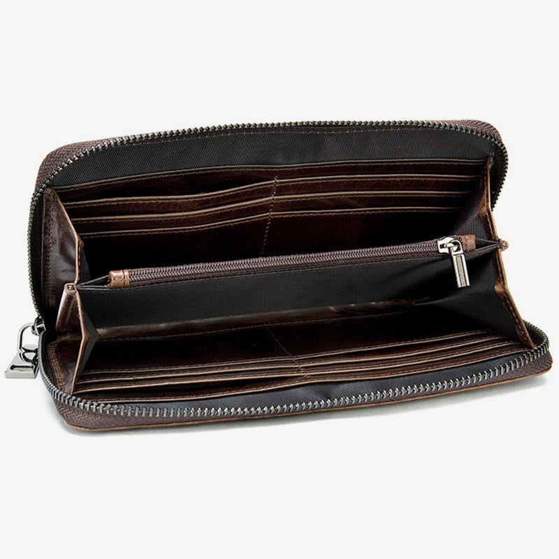 Mens Crocodile Print Wallet Business Genuine Leather Long Purse