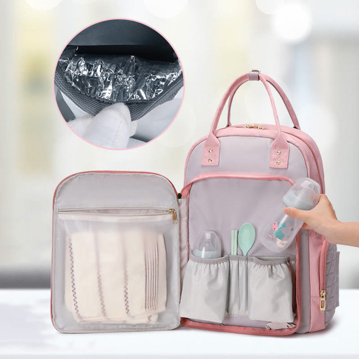 Portable Mommy Bag For Women Outdoor Waterproof Multifunctional Oxford Backpack