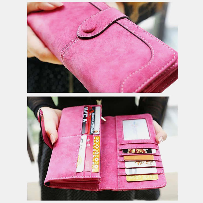 Long Wallet For Women Solid Color Multiple Slot Daily Purse - image 10