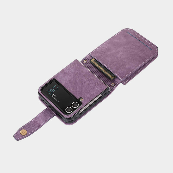 Phone Case For Samsung Z Flip 4 Card Zipper Protective Flip Cover