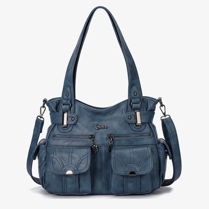 Tote For Women Daily Outing Multiple Pocket Solid Color Bag - DarkBlue - image 30